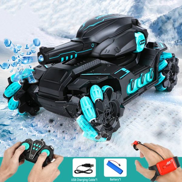 Coches 2,4G RC coche de juguete 4WD bomba de agua tanque RC juguete tiro competitivo gesto controlado tanque Control remoto Drift Car niños niño Juguetes