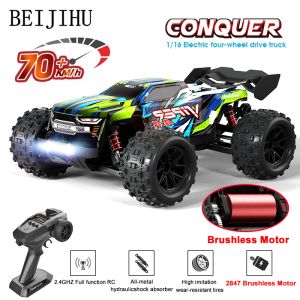 Auto's 70 km/H 1:16 RC -auto met LED Ligh Remote Control Drift Cars 4WD Electric High Speed Monster Truck for Kids Vs WLToys 144001 Toys