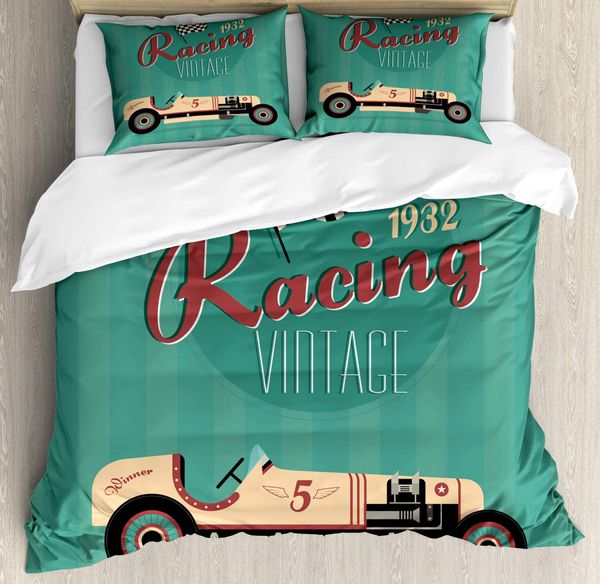 Cars by Ho Me Lili Duvet Coppet Poster Print of a Classic Vintage Automobile Nostalgia Rally Antique Machine Decor Bedding