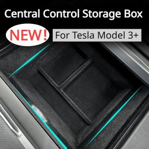 Boîte de rangement de contrôle central de voiture pour Tesla modèle 3 + boîte d'accoudoir boîte de rangement cachée flocage nouveau modèle 3 accessoires d'intérieur de voiture 2024