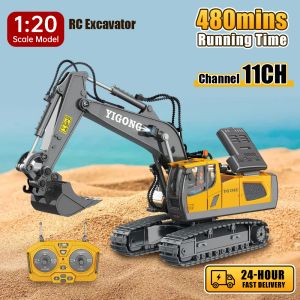 Auto's Kerst 1:20 RC Graafmachine 11CH 2.4G Afstandsbediening Techniek Voertuig Crawler Truck Bulldozer Dumper Auto Speelgoed Cadeaus voor kinderen