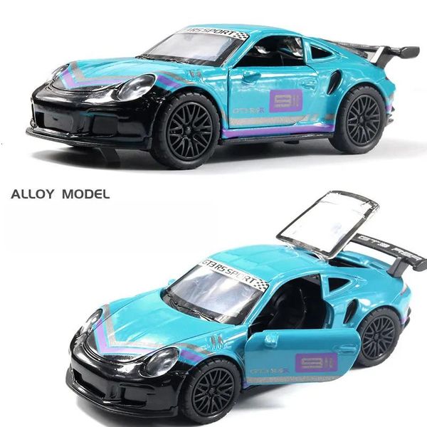 Voitures miniatures de voiture 1/36 Porsche 911 GTR en alliage moulé sous pression, modèles de voitures en métal, véhicules à double porte, jouets à collectionner pour enfants