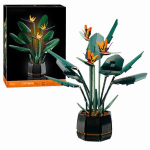 Auto's diecast model MOC Bouquet Bird of Paradise Block Flower Orchid Pot Building Builds passen voor 10289 romantische kit -assemblagebakstenen T