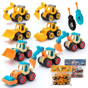 Auto's Diy Nut Demassembly City Engineering Truck Car Auto Excavator Bulldozer Schroef jongens Creative Tool Education Toys Model voor kleine kinderen