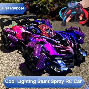 Voitures double télécommande Drift Rc voiture lumière LED musique 2.4g gants geste radiocommande Spray cascadeur voiture 4wd électrique enfants jouets