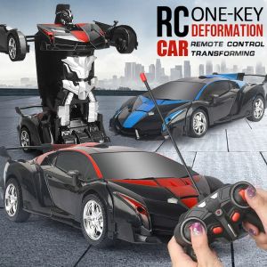 Cars Electric RC CAR 2 in 1 Transformatie Robots Sportvoertuig Model Robots Boys Toys Remote Cool RC vervormingsauto's Kidspeelgoedcadeaus