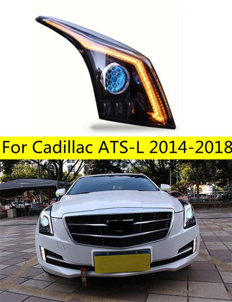 Phares automatiques pour Cadillac ATS-L 20 14-20 18 ATS L phares LED feux de circulation DRL faisceau bi-xénon antibrouillard yeux d'ange