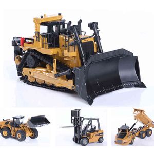 Auto's Huina 1 50 Diecast Model Legering Simulatie Voertuig Auto gegoten dumptruck Bulldozer Wheel Loader Excavator Kids speelgoed Collectables 0915