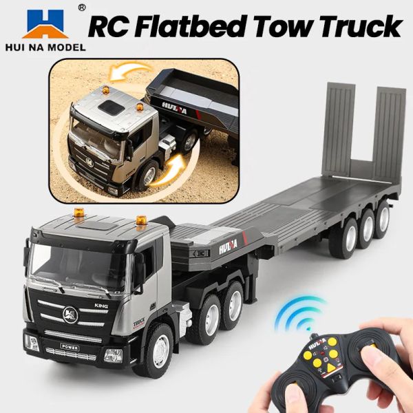 CARS HUINA 1318 RC TRICK ALLIAG 9CH 1/24 83CM Large Remorque à plat Remo télécommande Transport Truck Model Electric Toys for Boy Gift