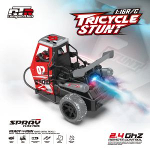 Voitures RC 1:16 2.4G 25 km/h, moto télécommandée, lumières LED, moteur à balais de carbone, haute vitesse, trois roues, dérive, cadeaux