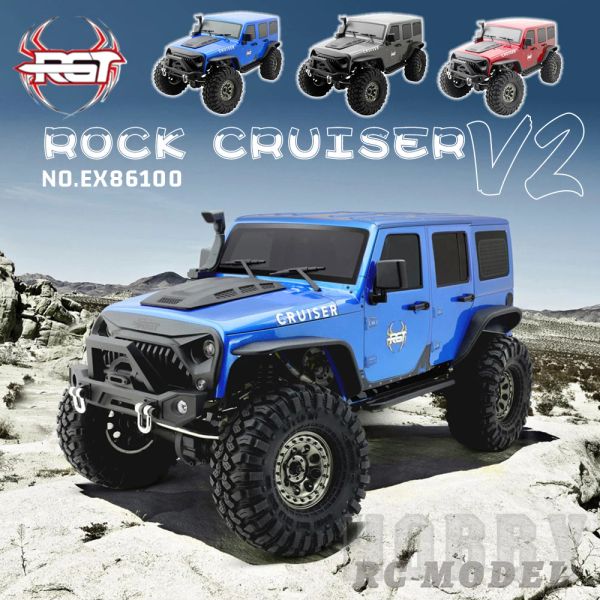 Voitures RGT Rock Cruiser Ex86100 V2 2,4 GHz 4WD RTR avec batterie 1/10 RC Electric Remote Control Model Crawler Adult Children's Toys