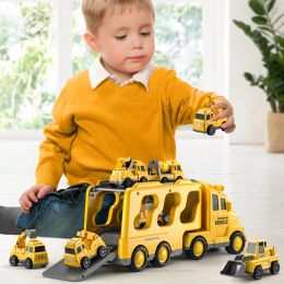 Voitures Temi Diecast Carrier Tamis Toys Cars Engineering Véhicules Excavator Bulldozer Truck Model Set Kids Educational Boys for Toys