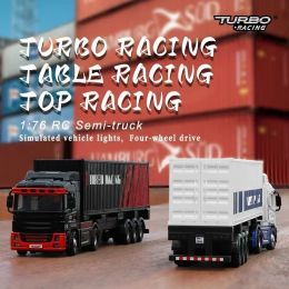 Auto's Turbo Racing 1:76 C50 RC Auto Semitruck Volledige proportionele afstandsbedieningsspeelgoed RTR Kit voor kinderen en volwassenen