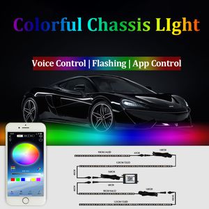 Voitures Underbody Light Ambiance pour camions Streamer LED Strip Neon Lights Colorful Flexible RGB App Remote Car Décorative Styling Atmosphere 12v Underglow Lamp