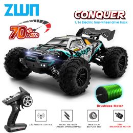 Auto's Zwn 1:16 70 km/u of 50 km/u 4WD RC -auto met LED Remote Control Cars High Speed Drift Monster Truck voor kinderen VS WLTOYS 144001 TOYOYS