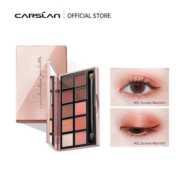 CARSLAN 10 colores sedoso brillo paleta de sombra de ojos desnudo Natural mate brillo nacarado brillante sombra de ojos pigmento cosméticos maquillaje 240111