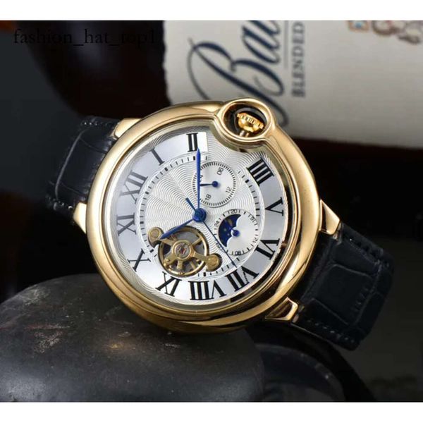 Cart Luxury Leather Men Women Cartera Tourbillon Automático Tank Mechanical Muñecas Muñecas para hombres Reloj Dropshipping Day Date Skeleton Mens Watches Gifts Heuerity 721