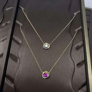 Kar ketting armband voor vrouwen luxe sieradentechnologie ingelegd met paarse tricolor hoofddiamanten ketting v goud vergulde roségoud 7400 2315