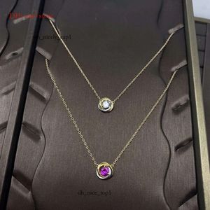 Cart ketting armband voor vrouwen luxe sieradentechnologie ingelegd met paarse tricolor hoofddiamant ketting v goud vergulde roségoud 8905 3600