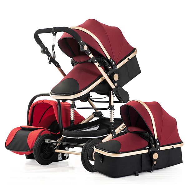 Chariot pliable portable pour bébé, landau pour tout-petit garçon, multifonction, voyage 3 en 1, poussette tendance rotative avec siège auto confortable ba02 F23