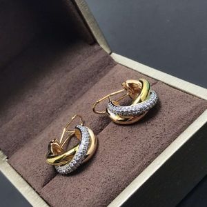 carteira designer kartarmband voor dames Cartera luxe sieraden 925 zilveren naaldvergulde 18k roségoud nieuwe driekleurige oorbellen met diamanten en drie ringen oorbellen