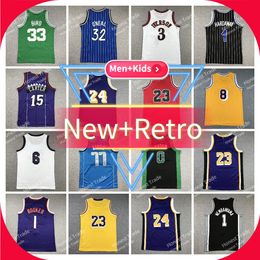 Carter Allen Iverson ONEAL Hommes Enfants Maillots de basket-ball DONCIC Bryant Michael JAMES Larry Bird TATUM Curry Giannis Bleu Jaune Maillots pour jeunes hommes