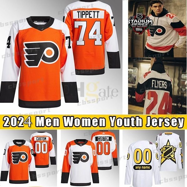 Carter Hart Owen Tippett 00 Glitty Flyers Hockey Jersey 2024 Estadio Serie Ivan Provorov Travis Konecny Lindros Sean Couturier Cam York Nicolas Deslauriers