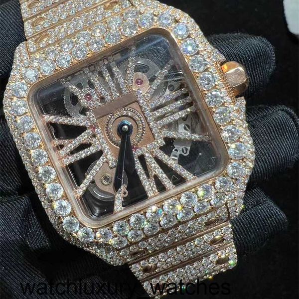 Carterss 3 diamants montre Styles squelette VVS Moissanite montre-bracelet glacée passer le test ETA montres saphir de luxe montres automatiques glacées en or rose