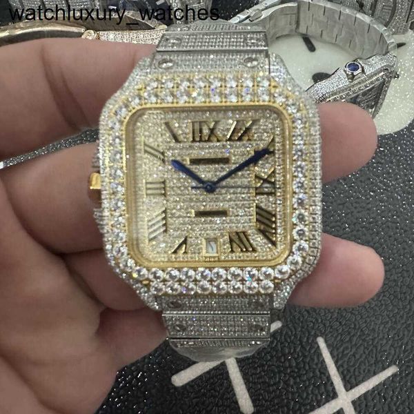 Reloj Carterss IR16 Diamantes hombres 904L Correa de acero fino Lente de cristal de zafiro impermeable y resistente al sudor cz y movimiento mecánico automático Calidad superior 307