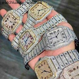 Carterss horloge TFJO Diamonds Horloge Vierkante Kast Heren Luxe Iced Out Gouden Kleur VVS VVS1 Automatisch Mechanisch Horloge8SRD45RT