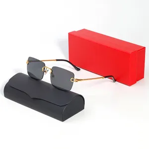 Carti Diseñador Gafas de sol para hombres Mujer Semi sin montura Pantera Leopardo Elegantes Gafas de sol sin marco Gafas vintage Metal Conducción C Tonos Gafas Gafas De Sol