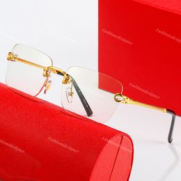 Carti Glasses lunettes de soleil de créateurs lunettes de soleil pour femmes Leopard Head Composite Metal Rimless Optical Frame Classic Rectangle Square Luxury gold sunshade sunglass