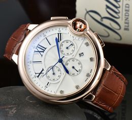 Carti Horloges voor Heren 2023 Herenhorloges Zes naalden Alle wijzerplaten werken Quartz Horloge Hoge kwaliteit Top Luxe Merk Chronograaf Klok Mode lederen band Type