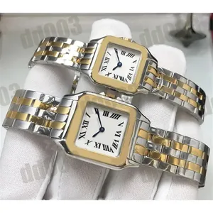 Reloj de diseño cuadrado, tanque de cuarzo, montre, relojes para mujer, reloj para hombre, reloj de pulsera de acero inoxidable chapado en oro y plata, reloj de diamantes de alta calidad SB002 Q2