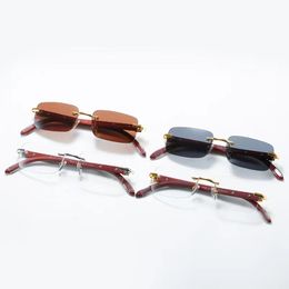 Cartii lunettes de soleil pour hommes lunettes de luxe créateur de mode lunettes de soleil sans cadre en bois pour femmes UV400 plage conduite sport spectacle lunettes de soleil de luxe