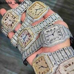 Cartiiers Diamonds horloge TFJO Horloge Vierkante Kast Heren Luxe Iced Out Gouden Kleur VVS VVS1 Automatisch Mechanisch Horloge8SRD45RT