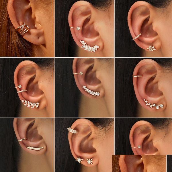 Cartilage Piercing manchette boucle d'oreille Earcuff Wrap Rock boucles d'oreilles pas de femmes cristal Clip oreille réglable livraison directe Dhgarden Otht8