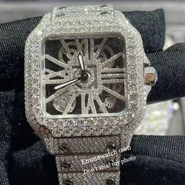 Cartis 5 Styles New Skeleton VVS MISSANITES MONTRE Iced Out Wristwatch Pass Diamonds Test eta Luxury Sapphire Montres Gold Silver Automatic Iced Out Watches 404