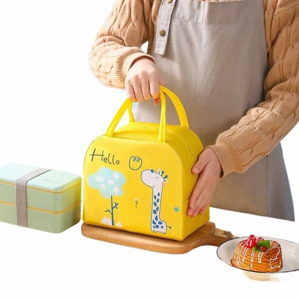 Carto Animales Bolsas de almuerzo para niños Oficina de viajes para niños Bento Picnic Almacenamiento Bolsa térmica Lonchera portátil Bolsas Insulati f1AR #