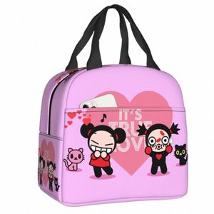 Carto Anime Pucca Sac à lunch Femme plus cool Boîte à lunch à isolation thermique chaude pour école de travail Picnic Food Tote Sacs N63H #