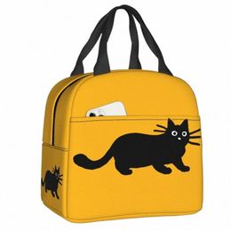 Carto Black Cat Lunch Bag vrouwen herbruikbare koelere thermische geïsoleerde lunchbox voor school Multifuncti Food Bento Box 73of#