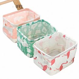 Carto Desktop Storage Basket Schattige Flamingo Waterdichte Organisator Cott Linen Sundries opbergkast Kast ondergoedtas 2021 M9DD#