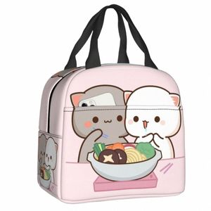 Carto Mochi Cat Peach en Goma Lunch Box Vrouwen Weerbaar lekvrije koeler Thermal Food geïsoleerde lunchbag Kinderschool Kinderen P73S#