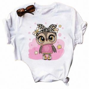 Carto Owl Graphic Print Femmes Hommes T-shirt Fi Vintage Harajuku manches courtes col rond grande taille T-shirt unisexe 28oC #