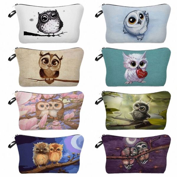 Carto Owl Impresión impresa Bolsa Cosmética de la Escuela ¡Damas de la maestra de la escuela Viajes Portables Bolsas del aseo del aseo ecológico Bolsas de maquillaje casual reutilizable C9UI#