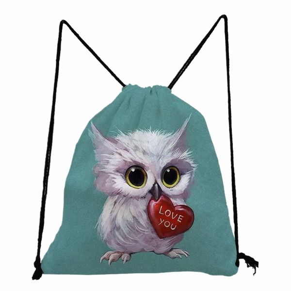 Carto Owl Impreso Policito de dibujo Casual Mochila de alta calidad Mochila para mujeres Bolsa de almacenamiento de viajes de gimnasio portátil a la escuela T3jo#