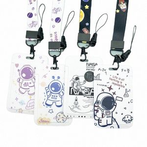 Carto Space Sastraut Card Set Student Anti-Lost Lanyard Meal Card Holder Key Chain Deur Card Bag D7WM#