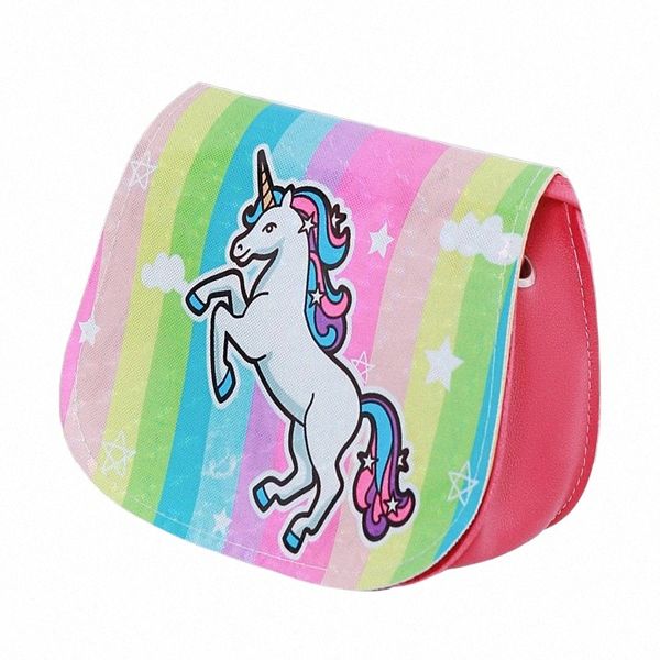 Carto Unicorn épaule crossbody menger sacs pour filles cadeau de fête Fi Shiny Rainbow Handbag Coin Purse i5ie #