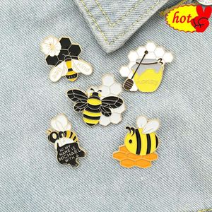 Carton abeille série lettre émail broches mignon animaux Badge enfants sac à dos icône broche broches unisexe bijoux accessoires cadeau pour F