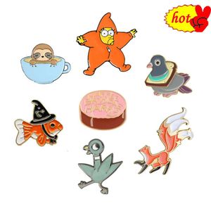 Carton poisson joyeux anniversaire épingle en émail personnalisé broches blanc foncé sac vêtements épinglette Badge météo bijoux cadeau pour enfants filles